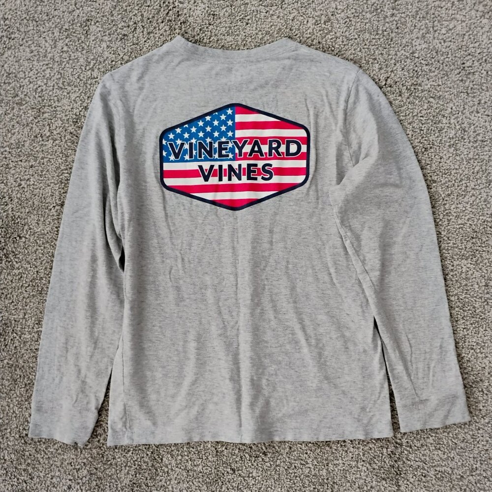 ***Youth VineYard Vines Grey  Flag Long Sleeve T-shirt Large Size 16***
